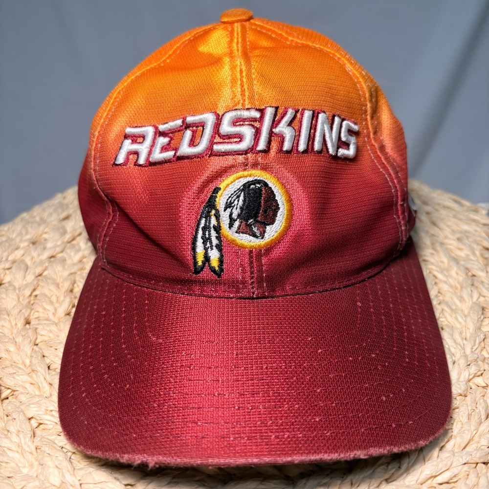 Vintage Washington Redskins NFL Strapback Hat Orange Burgundy Football Cap